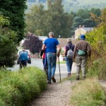 Walkers on a lane