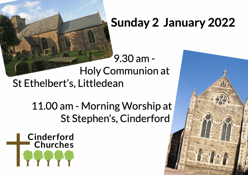 information regarding services and times plus photos of St Ethelbert's and St Stephen's churches and the Cinderford Churches logo