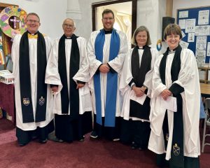 Archdeacons, Area Dean, Lay Chair and Assistant Curate at the back of St Stephen's Church.